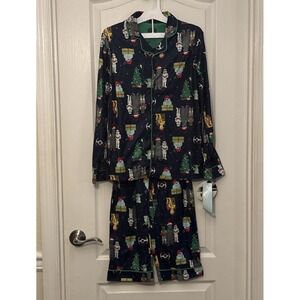 New Star Wars Holiday Pajama Sleep Set Blue Long Sleeve Disney Youth 12/14 Large